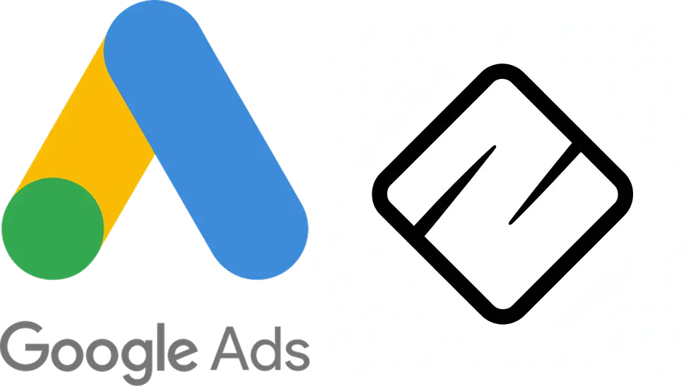 Google Ads logo and crypto symbol side-by-side representing crypto payments for ads.